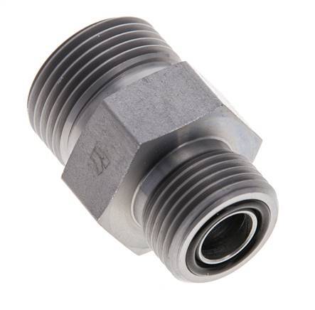 UNS 1''-14 x UN 13/16''-16 Espiga doble de acero galvanizado ORFS 400 Bar - Hidráulico