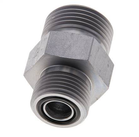 UNS 1''-14 x UN 13/16''-16 Espiga doble de acero galvanizado ORFS 400 Bar - Hidráulico