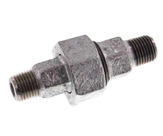R 1/4'' Hierro fundido zincado Espiga doble de 3 piezas con cierre cónico 25 Bar