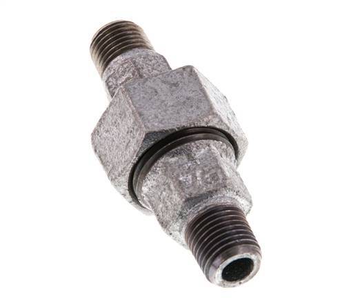R 1/4'' Hierro fundido zincado Espiga doble de 3 piezas con cierre cónico 25 Bar