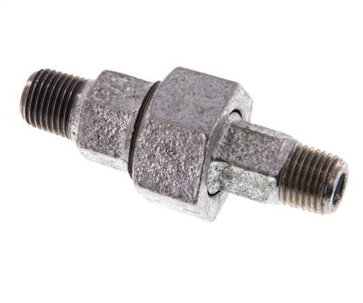 R 1/4'' Hierro fundido zincado Espiga doble de 3 piezas con cierre cónico 25 Bar