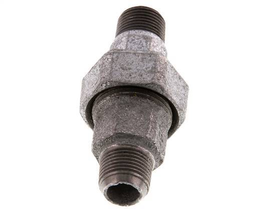 R 3/8'' Hierro fundido zincado Espiga doble de 3 piezas con cierre cónico 25 Bar