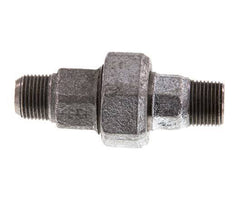 R 3/8'' Hierro fundido zincado Espiga doble de 3 piezas con cierre cónico 25 Bar