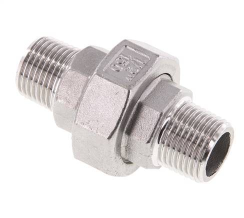 R 1/2'' Stainless steel Double Nipple 3-pieces with Conically sealing 16 Bar