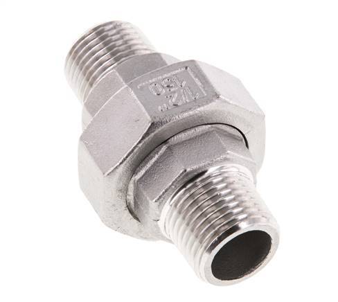 R 1/2'' Stainless steel Double Nipple 3-pieces with Conically sealing 16 Bar