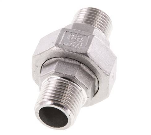 R 1/2'' Stainless steel Double Nipple 3-pieces with Conically sealing 16 Bar