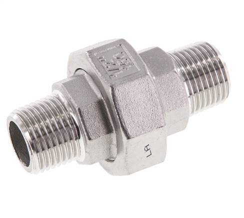 R 1/2'' Stainless steel Double Nipple 3-pieces with Conically sealing 16 Bar