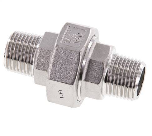 R 1/2'' Stainless steel Double Nipple 3-pieces with Conically sealing 16 Bar
