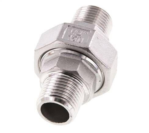 R 1/2'' Stainless steel Double Nipple 3-pieces with Conically sealing 16 Bar