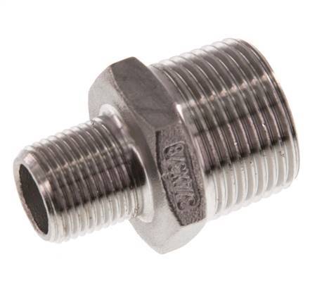 R 3/4'' x R 3/8'' Acero inoxidable de doble espiga 16 Bar