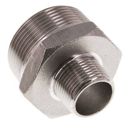 R 1 1/2'' x R 3/4'' Acero inoxidable de doble espiga 16 Bar
