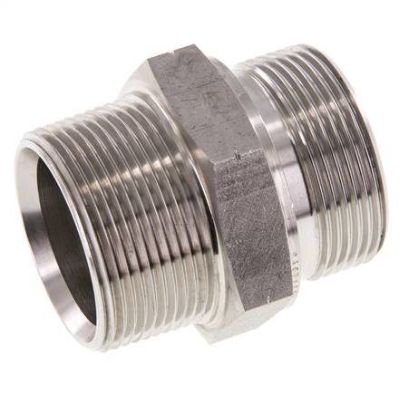 1 1/2'' NPT x G 1 1/2'' Acero inoxidable Espiga doble 40 Bar - Hidráulico