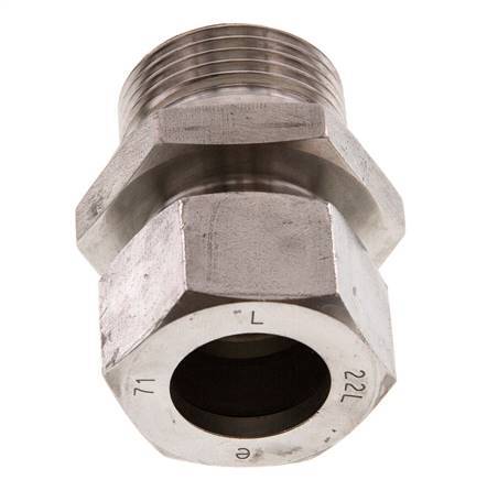 G 1'' Macho x 22L Anillo de corte recto de acero inoxidable 160 Bar DIN 2353
