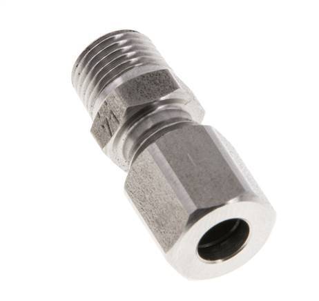 M10x1 Macho x 6LL Anillo de corte recto de acero inoxidable 100 Bar DIN 2353