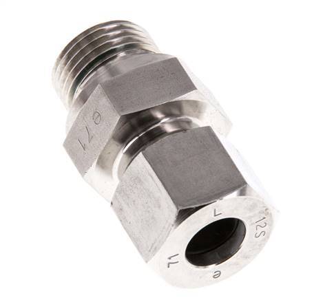G 1/2'' Macho x 12S Anillo de corte recto de acero inoxidable con junta FKM 630 Barra DIN 2353