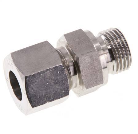 G 1/2'' Macho x 14S Anillo de corte recto de acero inoxidable con junta FKM 630 Bar DIN 2353