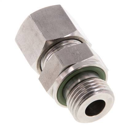 G 1/2'' Macho x 14S Anillo de corte recto de acero inoxidable con junta FKM 630 Bar DIN 2353
