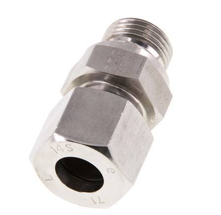 G 1/2'' Macho x 14S Anillo de corte recto de acero inoxidable con junta FKM 630 Bar DIN 2353