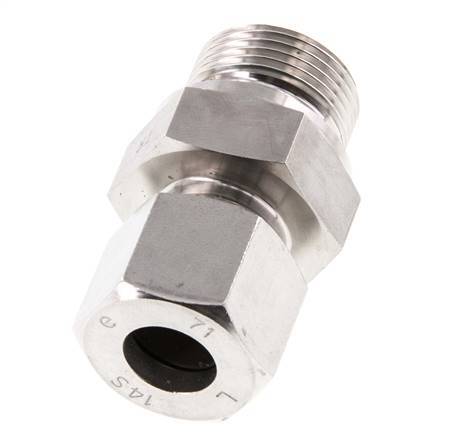 G 3/4'' Macho x 14S Anillo de corte recto de acero inoxidable con junta FKM 630 Bar DIN 2353