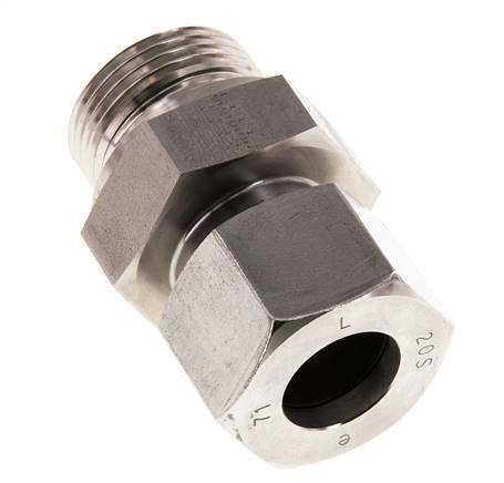 G 1'' Macho x 20S Anillo de corte recto de acero inoxidable con junta FKM 400 Bar DIN 2353