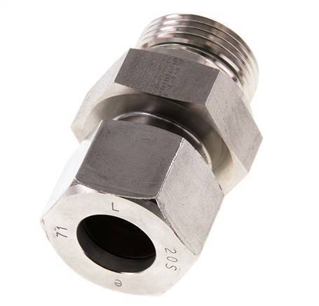G 1'' Macho x 20S Anillo de corte recto de acero inoxidable con junta FKM 400 Bar DIN 2353