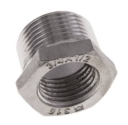 3/4'' NPT x 1/2'' NPT M/F Anillo reductor de acero inoxidable 16 Bar