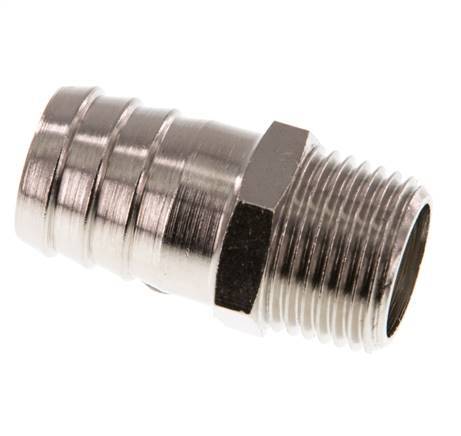 R 1/2'' Male x 19mm Nickel plated Brass Hose barb 16 Bar [2 Pieces]