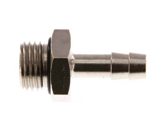 G 1/4'' Male x 6mm Nickel plated Brass Hose barb with NBR Seal 30 Bar [5 Pieces]