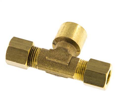 G 1/4'' x 8mm Racor de compresión en T de latón 135 Bar DIN EN 1254-2