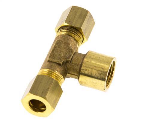 G 1/4'' x 8mm Racor de compresión en T de latón 135 Bar DIN EN 1254-2