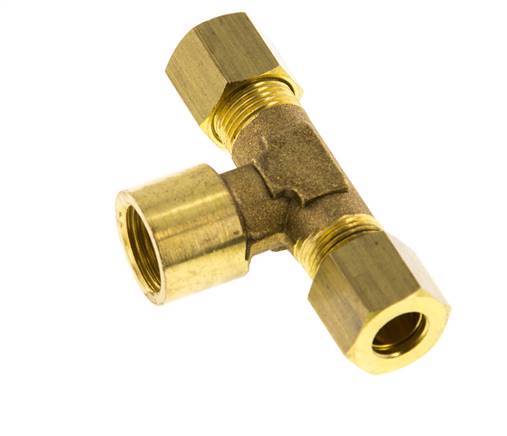 G 1/4'' x 8mm Racor de compresión en T de latón 135 Bar DIN EN 1254-2