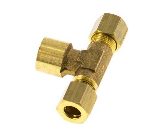 G 1/4'' x 8mm Racor de compresión en T de latón 135 Bar DIN EN 1254-2