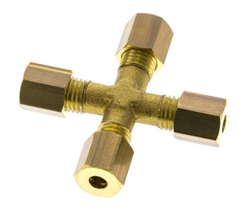 racor de compresión en cruz de latón de 4 mm DIN EN 1254-2