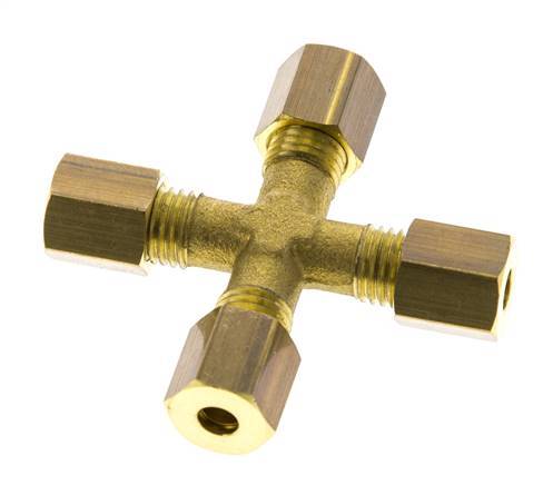 racor de compresión en cruz de latón de 4 mm DIN EN 1254-2