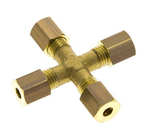 racor de compresión en cruz de latón de 4 mm DIN EN 1254-2