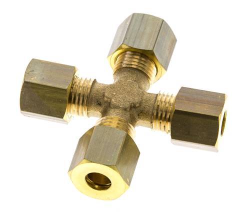 racor de compresión en cruz de latón de 6 mm DIN EN 1254-2