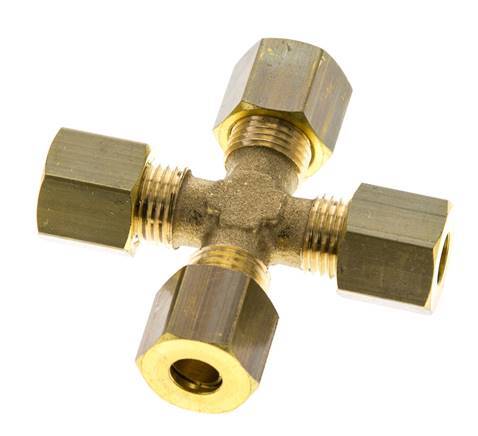 racor de compresión en cruz de latón de 6 mm DIN EN 1254-2