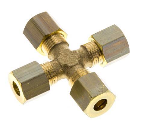 racor de compresión en cruz de latón de 6 mm DIN EN 1254-2