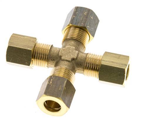 racor de compresión en cruz de latón de 8 mm DIN EN 1254-2