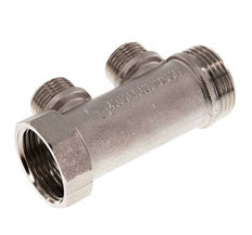 G 1'' x 2xG 1/2'' F/M/M Tubos distribuidores de latón niquelado 10 Bar