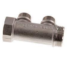 G 1'' x 2xG 1/2'' F/M/M Tubos distribuidores de latón niquelado 10 Bar