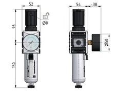 Filtro regulador G3/8'' 2500l/min 0,1-2,0bar/1-29psi Futura 1