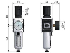 Filtro-regulador G1/2'' 5200l/min 0.2-4.0bar/3-58psi Auto Metal Futura 2
