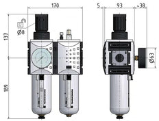 FRL G1'' 12000l/min 0,5-10,0bar/7-145psi Futura 4