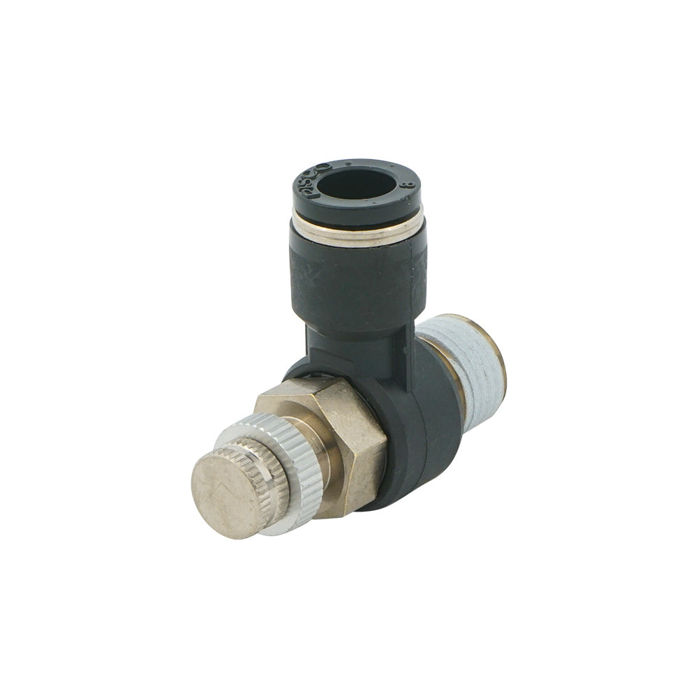 válvula de aguja neumática codo 1/4" - R1/8