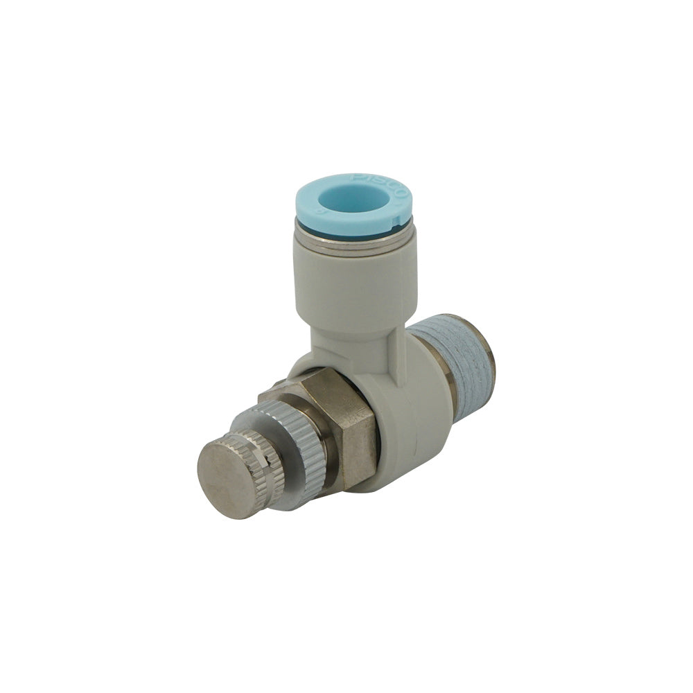 válvula de aguja neumática con codo de 12 mm - R3/8" para salas limpias