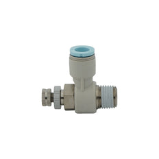 válvula de aguja neumática con codo 6mm - M5