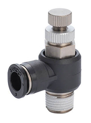 R1/8" - 8mm Válvula de control de flujo con codo de baja presión de rotura