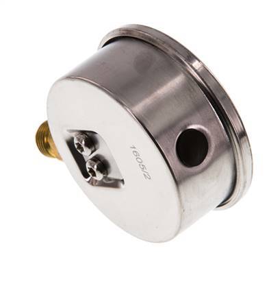 0..4 Bar (0..58 psi) Manómetro de glicerina Abajo Acero inoxidable/Latón 63 mm Clase 1.6