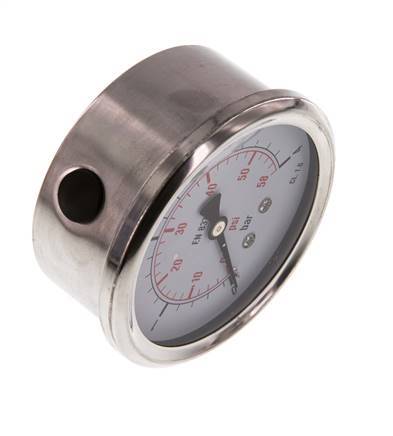 0..4 Bar (0..58 psi) Manómetro de glicerina Abajo Acero inoxidable/Latón 63 mm Clase 1.6
